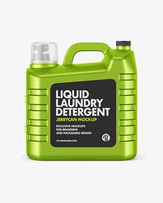 a gallon of liquid that is green with the words liquid laundry deternt on it