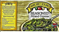 the back side of a bag of seasoned mixed greens