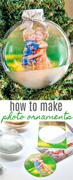 a christmas ornament with the words how to make photo ornaments