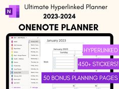 a computer screen with the text ultimate hyperlinked planner on it