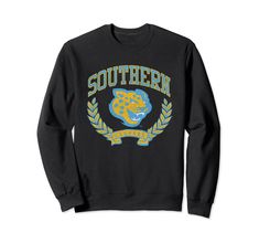 PRICES MAY VARY. Officially Licensed Southern University apparel. Show your support for the Jaguars with this Southern logo apparel! The soft material and digitally printed logo make this a great addition to any Southern Jaguars apparel collection! Go Jaguars! Wear this fan favorite Southern Jaguars apparel to the big game or just hanging our around the house. The unique vintage logo will let everyone know your affiliation with SU! 8.5 oz, Classic fit, Twill-taped neck Fan Apparel Sweatshirt With Logo Print In Relaxed Fit, Relaxed Fit Fan Apparel Sweatshirt With Logo, Relaxed Fit Logo Print Sweatshirt Fan Apparel, Southern Logo, University Apparel, Southern University, Clothing Logo, Big Game, Vintage Logo