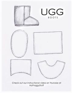 the ugg boots pattern is shown in black and white, with three different shapes