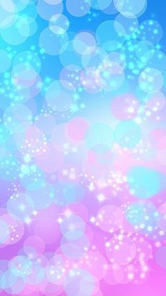 an abstract background with lots of bubbles and stars on the bottom, pink and blue