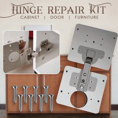 the hinge repair kit is open and ready to be put into place with screws