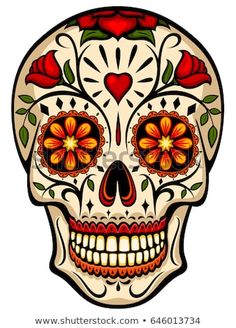 a sugar skull with roses on it