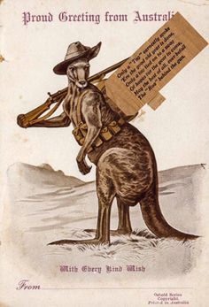 an old book with a drawing of a man riding on the back of a kangaroo