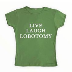 Y2K Aesthetic Live Laugh Lobotomy Baby Tee Size: • S: Bust: 76cm/ 29.9 in, Length: 42cm/ 16.5 in• M: Bust: 80cm/ 31.5 in, Length: 43cm/ 16.9 in• L: Bust: 84cm/ 33.1 in, Length: 44cm/ 17.3 in• XL: Bust: 88cm/ 34.6 in, Length: 45cm/ 17.7 inMaterial: Polyester Live Laugh Lobotomy, 90s Retro Fashion, Chiffon Beach Dress, Soft Girl Style, Summer Grunge, Retro Fashion Outfits, Cute Grunge, Egirl Clothes