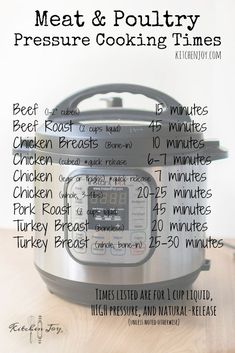 the instructions for how to cook meat and poultry in an instant pressure cooker