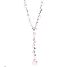 An Array Of Translucent Pink Crystal-Like Beads And Shiny Silver Accents Trickles Along A Lengthened Silver Chain. A Matching Pink Crystal Teardrop Swings From The Bottom Of A Matching Silver Chain That Has Been Attached To The Refined Design, Creating A Timeless Extended Pendant. Features An Adjustable Clasp Closure. Sold As One Individual Necklace. Includes One Pair Of Matching Earrings. Elegant Drop Necklace With Dangling Beads For Party, Elegant Pink Crystal Necklace For Party, Dangle Drop Necklace With Beaded Chain For Party, Beaded Chain Drop Necklace For Party, Elegant Crystal Necklace With Dangling Beads For Party, Elegant Party Crystal Necklace With Dangling Beads, Elegant Crystal Necklaces With Dangling Beads, Clear Necklace, Beautiful Gold Necklaces