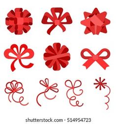 red bows and ribbons on white background