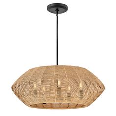 an image of a light fixture that is made out of wicker and has three lights