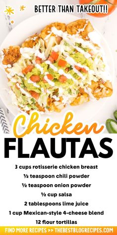 the flyer for chicken flauas is shown