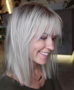 Lob Haircut With Bangs, Hair Shag, Fine Hair Bangs, Long Bob Cuts, Long Bob With Bangs, New Hair Ideas, Long Bobs, Bob Hairstyles With Bangs, 2023 Hair