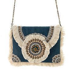 This "Sheila" envelope bag from Indigo Moon has it all! Featuring tassel accents throughout and metal bead detailing  you will love all of the intricate and exciting embellishments this purse has to offer. The fringe details and rich coloring give this bag a boho-chic vibe! If that's your personal style  this is the perfect bag for you. Bohemian Beaded Clutch, Bohemian Rectangular Clutch With Tassels, Bohemian Tassel Clutch Shoulder Bag, Bohemian Clutch Shoulder Bag With Tassels, Bohemian Beaded Clutch Shoulder Bag, Blue Bohemian Clutch For Festival, Bohemian Rectangular Clutch With Fringe, Bohemian Fringe Rectangular Clutch, Bohemian Clutch With Tassels