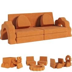 a couch made out of cardboard with different shapes and sizes