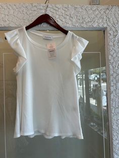 Great basic white tshirt with flutter ruffle sleeves Ruffle Sleeves, Ruffle Top, White Tshirt, Virginia, White