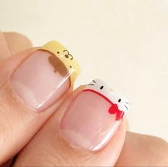 Sanrio French Tip Nails, Nail Designs Sanrio, Grow Nails In A Week, Sanrio Inspired Nails, Pink Gel Polish Nails, Grow Long Nails Fast, Grow Nails Fast, Uñas Hello Kitty