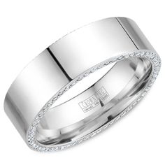 crowning wedding band with diamonds in white gold