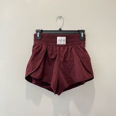 Size * X-Small - High Waisted - Hugs The Waist Really Well Brand * Offline By Aerie - New Without Tags (Nwot) - No Flaws Whatsoever, Just A Tad Wrinkled Color * Burgundy/Dark Red - Has Same Color Built-In Spandex Shorts Clothing Measurements * Length = Approx. 12.5 Inches * Inseam = 2.5 Inches * Waist = 24-25 Inches * Hip = Approx. 30 Inches Burgundy Shorts For Summer, Burgundy Short Bottoms For Summer, Trendy Burgundy Bottoms For Summer, Casual Burgundy Shorts For Summer, Summer Burgundy Shorts, Burgundy Summer Shorts, Aerie Shorts, Offline By Aerie, Shorts High Waisted