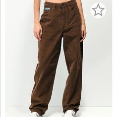 Corduroy Skate Pants, 90s Skater Grunge, Empyre Pants, Skate Pants, Sherpa Denim Jacket, 90s Skater, Pants Loose, Grunge Skater, Brown Pants