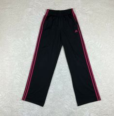 Adidas Women’s Track Pants Size S Dark Gray Pink Side Stripes Workout Activewear Pink Adidas Pants, Black Adidas Pants, Fire Shoes, Style Bundle, Adidas Track Pants, Adidas Pants, Side Stripe, Pink Stripes, Black Adidas