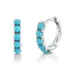 14K gold with 0.43-carat turquoise huggie earrings. Model Number: SDL55020209WY Turquoise Huggie Earrings, Earrings Model, Stackable Diamond Rings, Fine Jewelery, Studded Necklace, Diamond Bangles Bracelet, Earrings Round, Deco Jewelry, Huggie Earrings