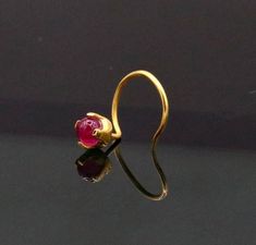 Gorgeous single pink onyx stone 22 karat gold handmade fabulous nose pin women's jewelry Yellow Gold Nose Studs As Gift, 22k Gold Round Nose Rings For Gift, 22k Gold Round Nose Rings As Gift, 22k Gold Nose Rings For Gifts, 22k Gold Chain, Green Onyx Stone, Wire Gauge, Nose Pin, Nose Jewelry