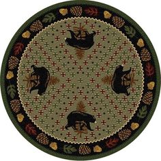 Bear Ridge Green Area Rug Cabin Rugs, Pine Tree Silhouette, Sport Decor, Entryway Mats, Tree Images, Round Area Rug, Round Carpet, Lodge Decor, Green Area Rug