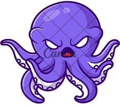 an angry purple octopus cartoon character