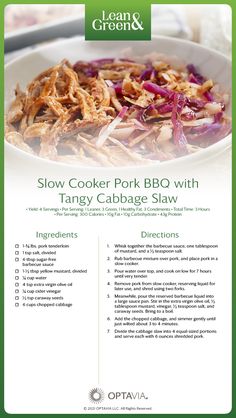 a brochure advertises the recipe for slow cooker pork bbq with tangy cabbage slaw