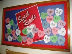 a bulletin board with hearts on it and the words sweet brods written on it