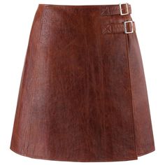 PACO RABANNE Sienna Brown Lamb Leather Dual Buckle A-Line Wrap Skirt Brand / Manufacturer: Paco Rabanne Style: Wrap Skirt Color(s): Brown Lined: Yes Marked Fabric Content: Composition: 100% Lamb; Lining: 100% Acetate Additional Details / Inclusions: Wrap style skirt; textured leather panels; two silver-toned buckles with a snap closure at waistline. Style / Serial Number: PPF6J07 Made In: France Additional Packaging: No MEASUREMENTS & SIZING:* Marked Size: 42 Waist: 31" Hip: 38" Length: 19" Brown Line, Brown Skirts, Skirt Leather, Style Skirt, Leather Dresses, Paco Rabanne, Leather Mini Skirts, Skirt Design, Covet Fashion