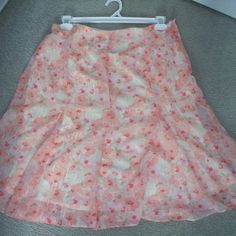 Beautiful Peach Flowered Skirt Lightweight It Is Not See Through It Has Ivory Lining On The Inside Has A Zipper On The Side See Pic. Size L Measurements Are 18 Across Which Is 36 Waist 25 1/2" Long You Might Mistake It For Brand New. Cute To Where With Flip Flops Or Some Cute Pumps. Cute Pumps, Flower Skirt, Peach Flowers, Floral Midi Skirt, Summer Color, Summer Skirts, Summer Colors, Pink And White, Flip Flops