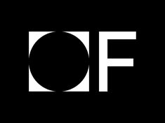 a black and white logo with the letter o f in it's center circle