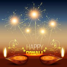 happy diwali background with candles and fireworks royalty illustration