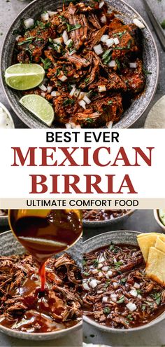 A bowl of Mexican Beef Birria with shredded beef and rich broth, served as a stew. Arrechera Recipe Mexicans, Beef Paella Recipe, Mexican Bria Tacos, Mexican Beef Tips Recipe, Birra Tacos Recipe Best, Beef Ranchero Recipe, Beef Birria Crockpot, London Broil Birria, Mexican London Broil Recipes