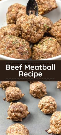 beef meatball recipe with a spoon in it