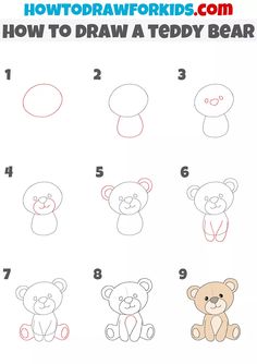 how to draw a teddy bear for kids with step by step drawing instructions and pictures