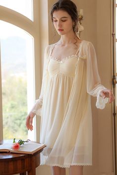 Cute Nightgowns For Women, Vtuber Inspiration, Princess Nightgown, Cute Nightgowns, Princess Nightgowns, Ulzzang Outfit, Nightgown Long, Drawing Refrences, Nightgown Robe