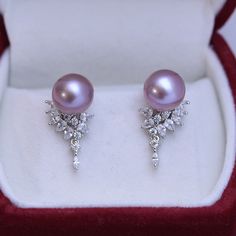 9-10mm Freshwater Pearl & Sasha Drop Earrings | House Of Pearls Purple Pearl Earrings, Elegant Lavender Earrings For Party, Elegant Lavender Jewelry For Evening, Elegant Lavender Evening Jewelry, Elegant Purple High Luster Jewelry, Formal Lavender Earrings, Elegant High Luster Purple Jewelry, Elegant Purple Pearl Earrings For Anniversary, Elegant Pink Pearl Earrings For Formal Occasions