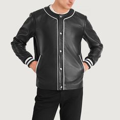 Bespoke Jacket, Classic Sportswear, Leather Varsity Jackets, Custom Leather Jackets, Baseball Varsity Jacket, Genuine Leather Jackets, Black Leather Jacket, Baseball Jerseys, Custom Leather