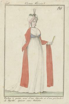 Fashion Figures Poses, 1790s Fashion, 1700 Fashion, Museum Outfit, Red Shawl, Dress History