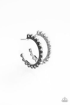 Earrings Hoop, Earrings Post, Silver - Earrings - Bohemian Bliss Silver ✨ Earrings Mobile Boutique, Bohemian Accessories, Floral Hoops, The Ear, Paparazzi Accessories, Silver Box, Silver Accessories, Paparazzi Jewelry, Silver Hoops