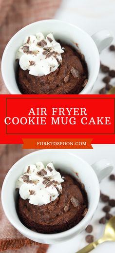 This chocolate chip mug cake will provide all the rich, decadent flavor you want from a cake without having to make a huge mess in your kitchen. It's great for those busy days where you just want to kick your feet up and spoil yourself without any hassle. Cookie Mug Cake Recipe, Cookie Mug Cake, Air Fryer Hacks, Cookie Mug, Kid Friendly Snack