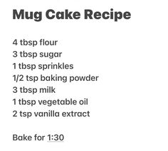 the ingredients for a cake recipe are shown