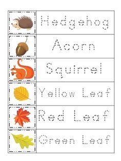 an autumn themed worksheet with words and pictures