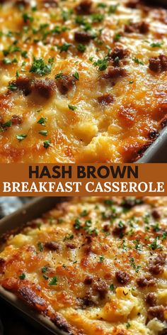 Hash Brown Breakfast Casserole, Hash Brown Breakfast, Recipe With Bacon, Breakfast Casserole Recipe, Breakfast Hashbrowns, Hashbrown Breakfast Casserole, Bacon Sausage, Breakfast Casserole Easy, Breakfast Casserole Sausage