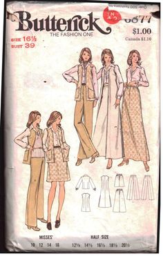 the butterick sewing pattern is shown in three different styles, including two women's tops and one woman's pants