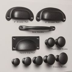 an assortment of door handles and knobs