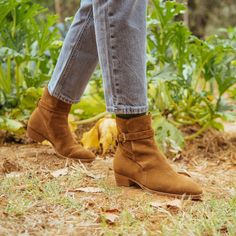 Handmade ankle boots with buckle for women | Velasca Carvela Strategy 2 Boots, Hair In The Wind, Bold Shoes, Velvet Trousers, Leather Moccasins, Vintage Leather Jacket, Pink Heels, City Center, Rubber Heels